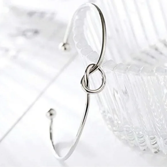 14k WG Plated Love Knot Cuff Bracelet - Picture 2 of 7